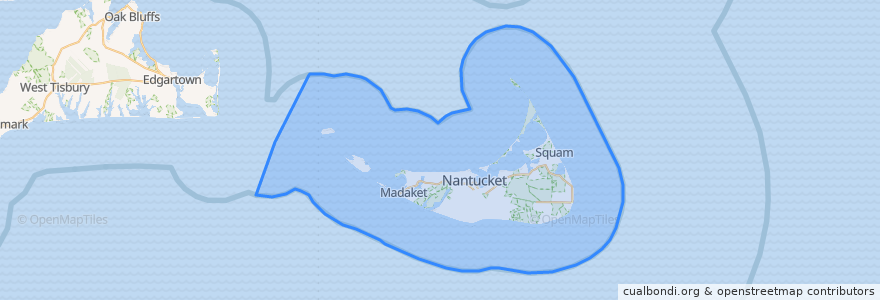 Mapa de ubicacion de Nantucket.