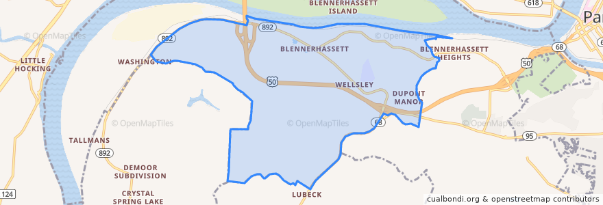 Mapa de ubicacion de Blennerhassett.