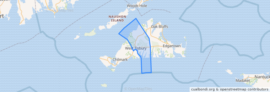 Mapa de ubicacion de West Tisbury.