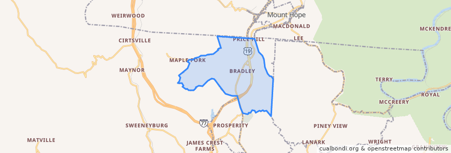 Mapa de ubicacion de Bradley.