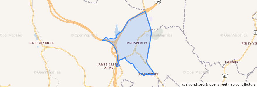 Mapa de ubicacion de Prosperity.