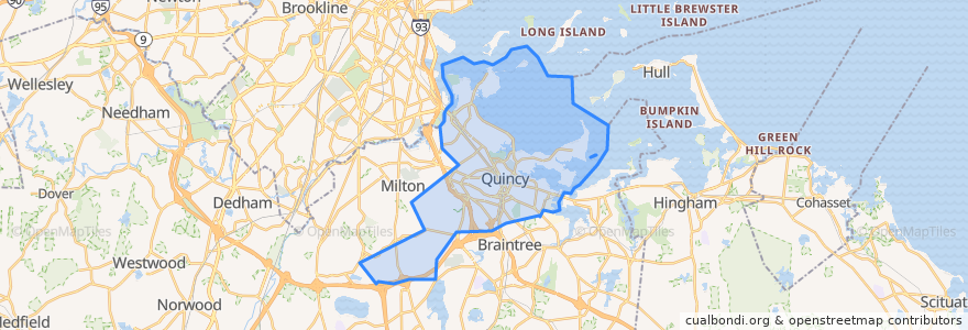 Mapa de ubicacion de Quincy.