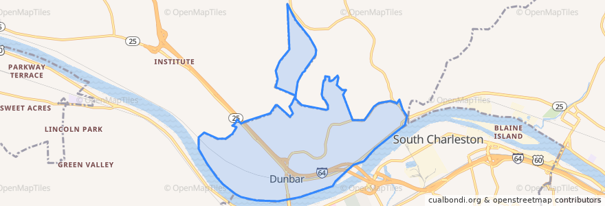Mapa de ubicacion de Dunbar.