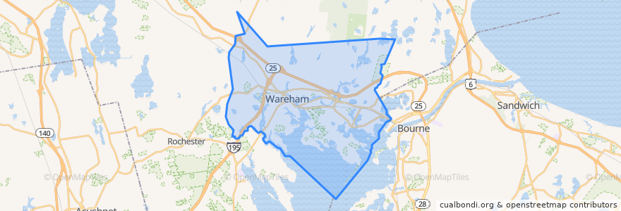 Mapa de ubicacion de Wareham.