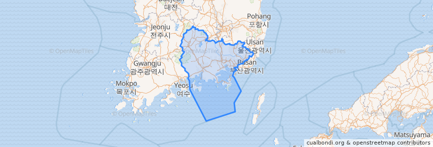 Mapa de ubicacion de Gyeongsangnam-do.