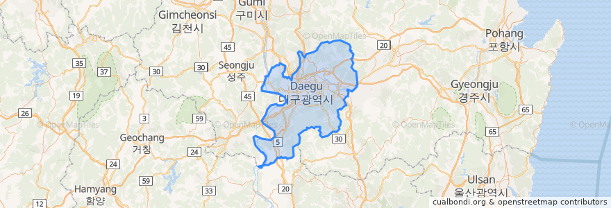 Mapa de ubicacion de Daegu.