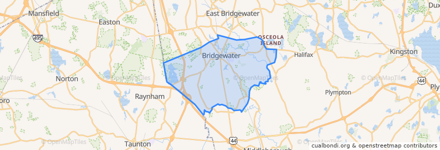 Mapa de ubicacion de Bridgewater.