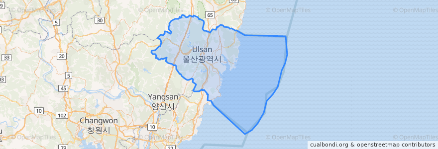 Mapa de ubicacion de Ulsan.