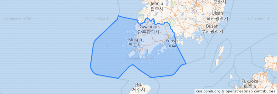 Mapa de ubicacion de Jeolla del Sur.