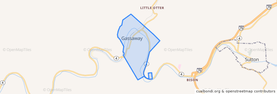 Mapa de ubicacion de Gassaway.