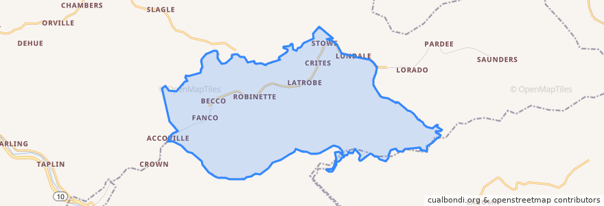 Mapa de ubicacion de Amherstdale-Robinette.