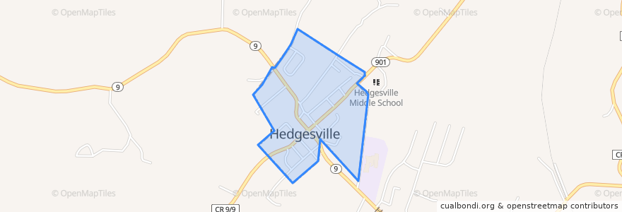 Mapa de ubicacion de Hedgesville.