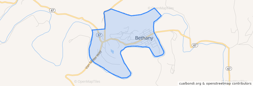 Mapa de ubicacion de Bethany.