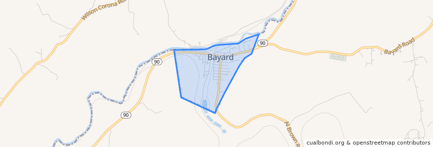 Mapa de ubicacion de Bayard.
