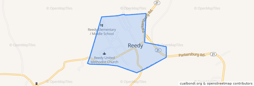 Mapa de ubicacion de Reedy.