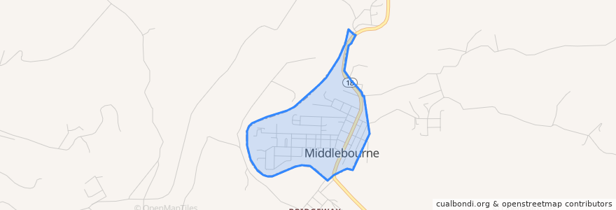 Mapa de ubicacion de Middlebourne.