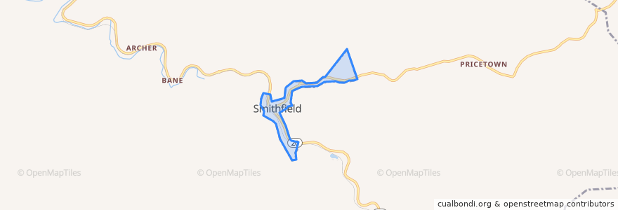 Mapa de ubicacion de Smithfield.