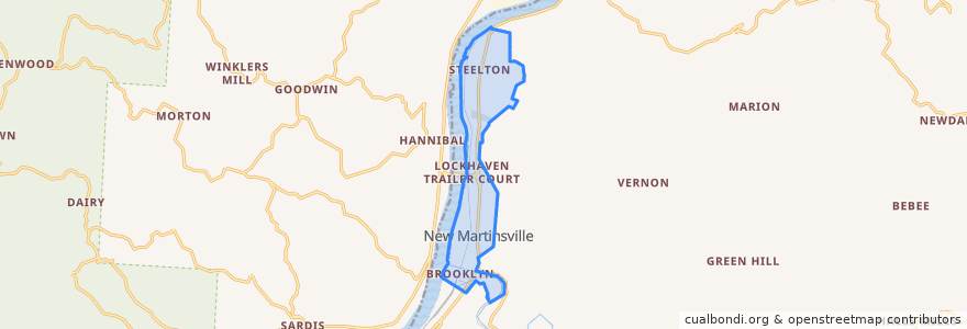 Mapa de ubicacion de New Martinsville.