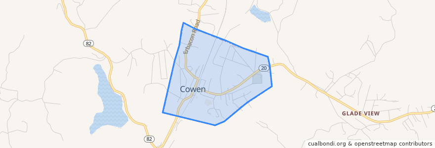 Mapa de ubicacion de Cowen.