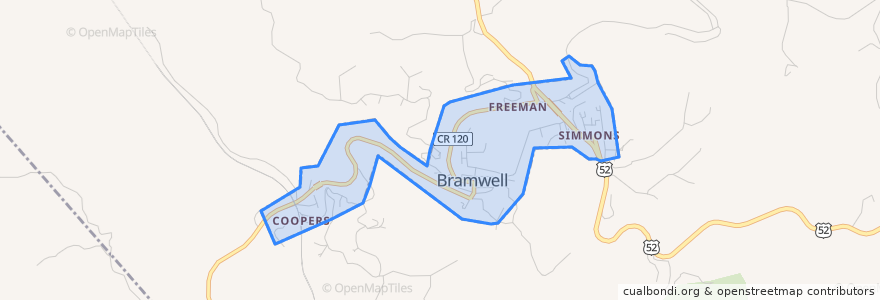 Mapa de ubicacion de Bramwell.