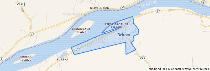 Mapa de ubicacion de Belmont.