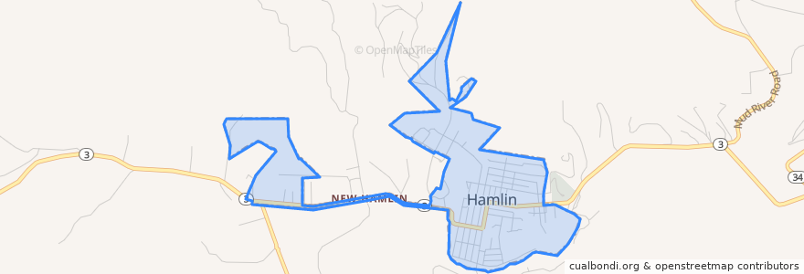 Mapa de ubicacion de Hamlin.