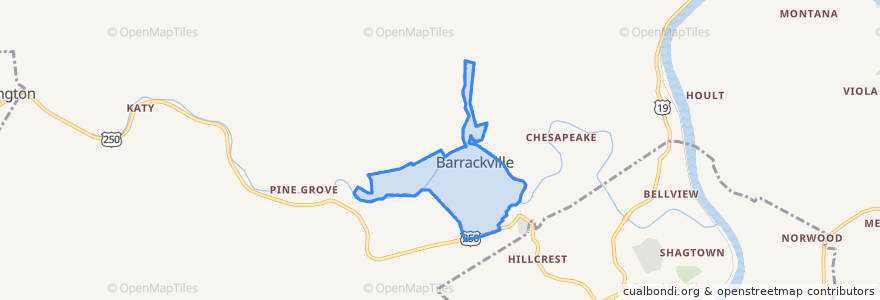 Mapa de ubicacion de Barrackville.