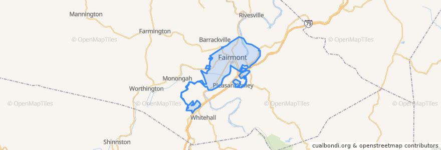 Mapa de ubicacion de Fairmont.