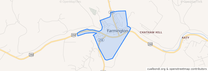 Mapa de ubicacion de Farmington.