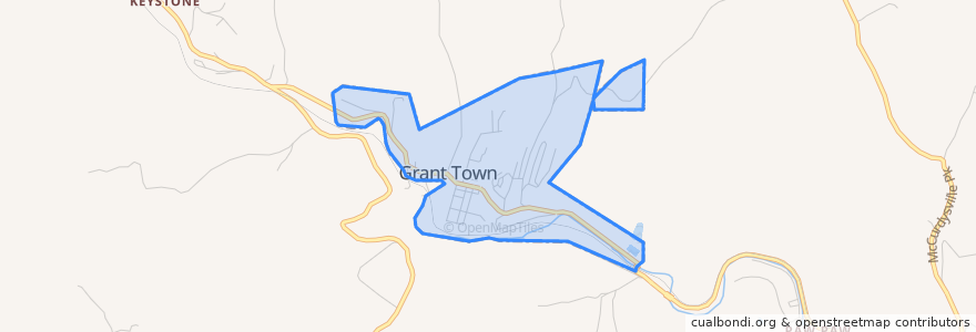 Mapa de ubicacion de Grant Town.