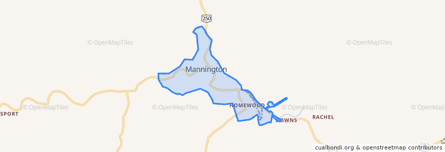 Mapa de ubicacion de Mannington.