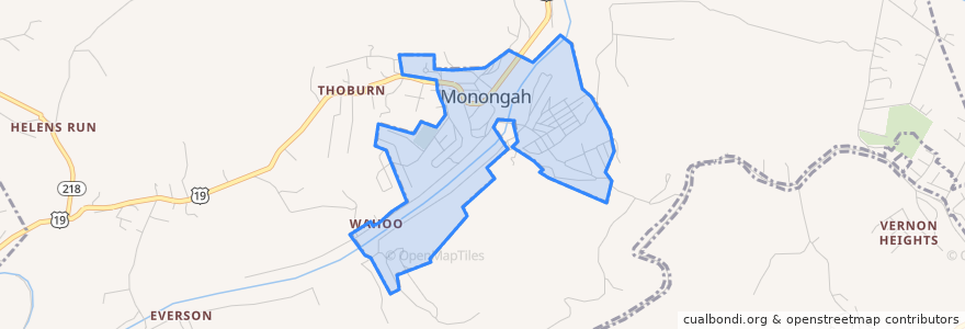 Mapa de ubicacion de Monongah.