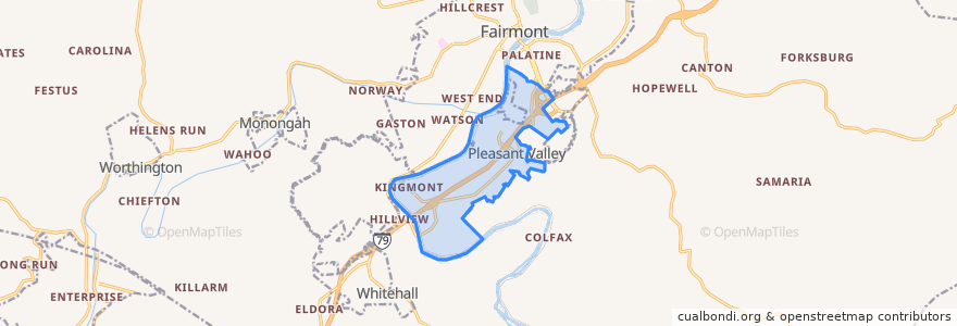 Mapa de ubicacion de Pleasant Valley.