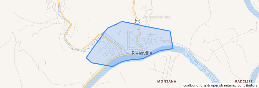 Mapa de ubicacion de Rivesville.