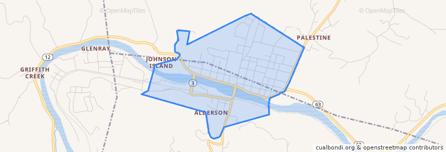 Mapa de ubicacion de Alderson.