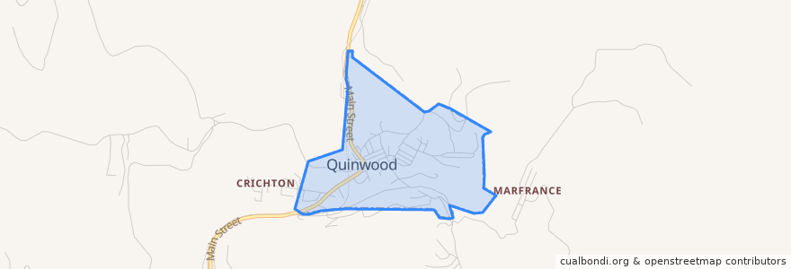 Mapa de ubicacion de Quinwood.