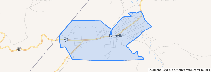 Mapa de ubicacion de Rainelle.