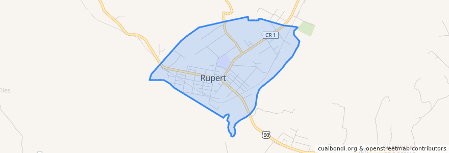Mapa de ubicacion de Rupert.