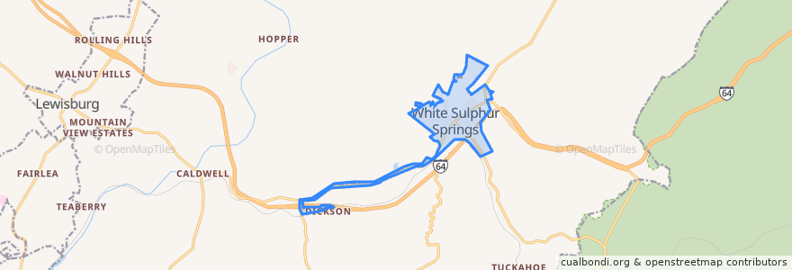 Mapa de ubicacion de White Sulphur Springs.