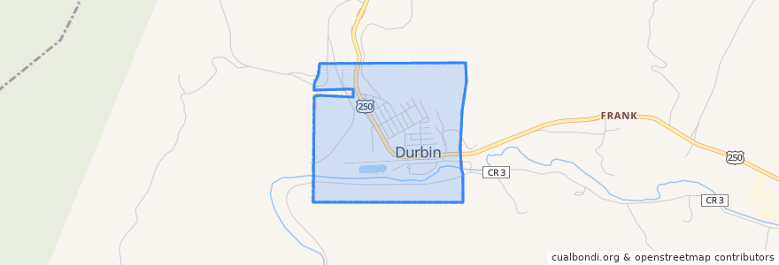 Mapa de ubicacion de Durbin.