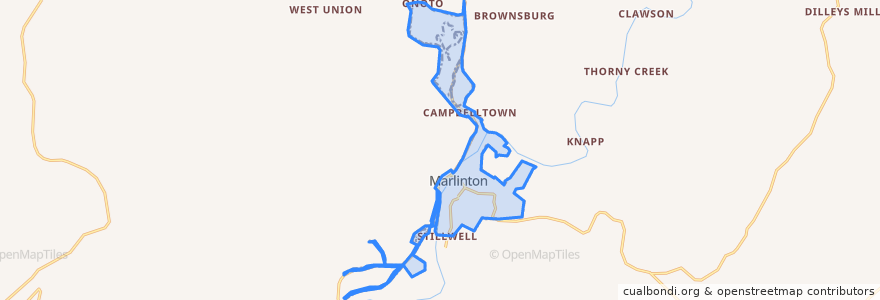Mapa de ubicacion de Marlinton.