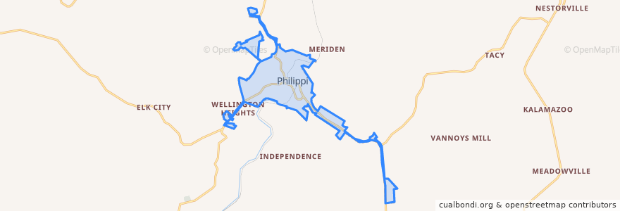 Mapa de ubicacion de Philippi.