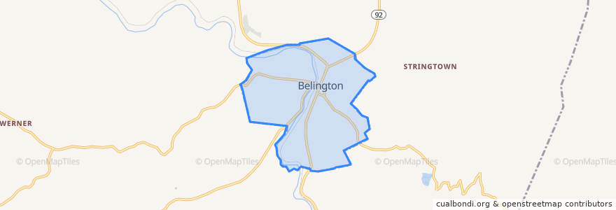 Mapa de ubicacion de Belington.