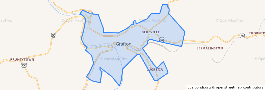 Mapa de ubicacion de Grafton.