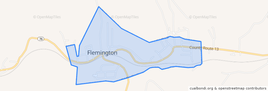 Mapa de ubicacion de Flemington.