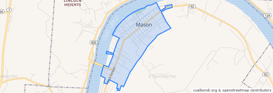 Mapa de ubicacion de Mason.