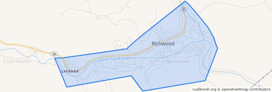 Mapa de ubicacion de Richwood.