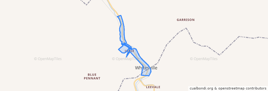 Mapa de ubicacion de Whitesville.