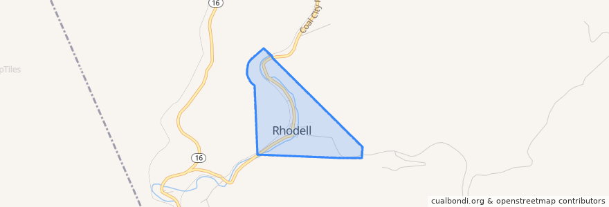 Mapa de ubicacion de Rhodell.