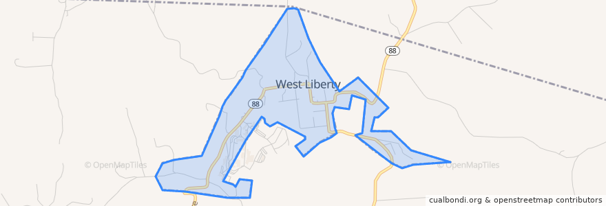 Mapa de ubicacion de West Liberty.